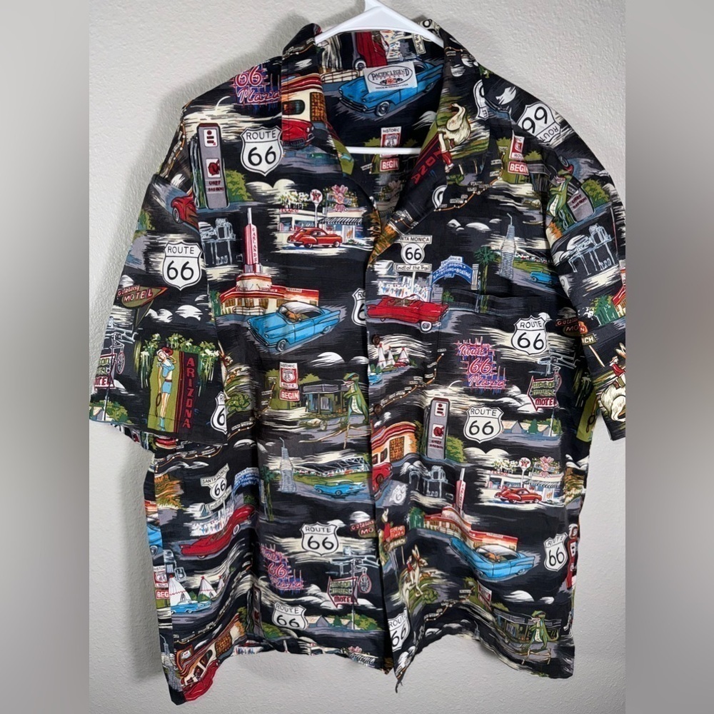 Route 66 The Main Street of America men’s button down Shirt single stitch
USA